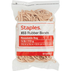 Staples #33 1/4 Lb. Economy Rubber Band Resealable Bag (175-Pack) 28617