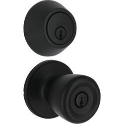 Steel Pro Matte Black Tulip 1-Cylinder Deadbolt & Door Knob Entry Combo BRX9B91B