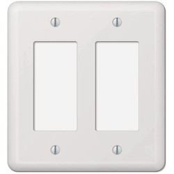 Amerelle Devon 2-Gang Stamped Steel Rocker Decorator Wall Plate, White 935RRW