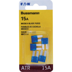 Bussmann 15A 32V ATR Non Indicating Blade Fuse, Blue (5-Pack) BP/ATR-15-RP