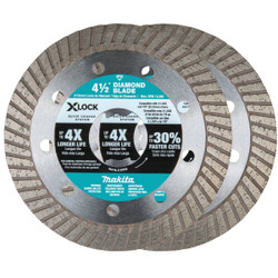 Makita X-LOCK 4-1/2 In. Turbo Rim Dry/Wet Cut Diamond Blade (2-Pack) E-07222