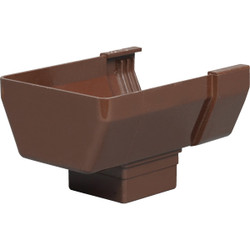 Amerimax 5 In. Contemporary Vinyl Brown Gutter End with Drop Outlet T1509