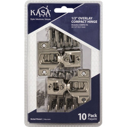 KasaWare 1/2 In. Overlay Compact Hinges (10-Pack) KFHCN012-A-10