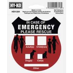 Hy-Ko 4X4 In. Self-Adhesive Emergency Rescue Sign HSV-204