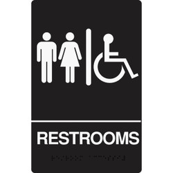 Hy-Ko Deco Series Plastic Braille Sign, Restrooms Handicapped DB-5