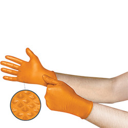 9.45" HI Viz Orange, Nitrile, Disposable Glove, Sz S (6.5-7.0) 93256070