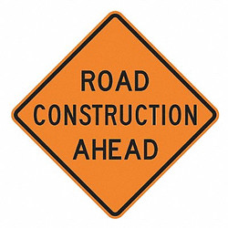 Lyle Road Construction Ahead Sign,30" x 30" W20-1Z-30HA