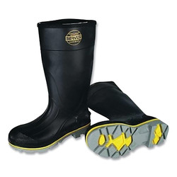 XTP PVC Steel Toe Knee Boots, 15 in H, Size 15, Black/Gray/Yellow