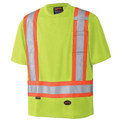 Pioneer Safety Shirt,Hi-Vis,Yellow,Polyester,2XL V1051160U-2XL