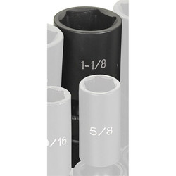 Grey Pneumatic Impact Socket,1-1/8",1/2"D,6pt.,D 2036UD