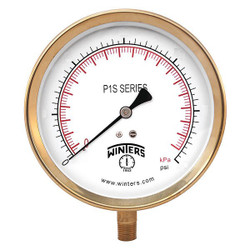 Winters Pressure Gauge,4-1/2" Dial Size,Gray P1S420