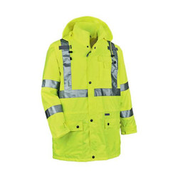 Ergodyne Rain Jacket w/Hood,HiVis Lime,4XL 8365