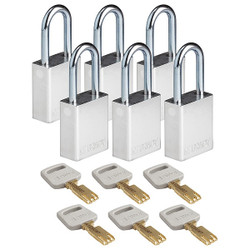 Brady Lockout Padlock,Al,Silver,1-13/16" H,PK6 ALU-SLV-38ST-KD6PK