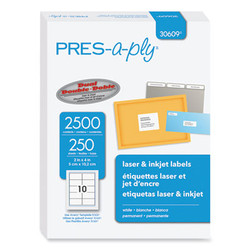 PRES-a-ply® LABEL,LSR,2X4,PERM,WE 30609