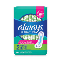 Always® Ultra Thin Pads, Super Long 10 Hour, 40/pack 59874PK