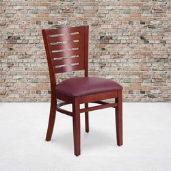 Flash Furniture Mahogany Wood Chair-Burg Vinyl,PK2 2-XU-DG-W0108-MAH-BURV-GG