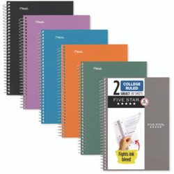 Five Star® NOTEBOOK,2SUB CR,6PK ,AST 73711