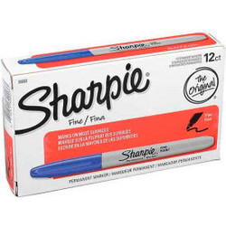 Sharpie Permanent Marker Fine Point Blue Ink Dozen