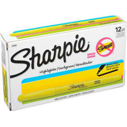 Sharpie Accent Highlighter Narrow Chisel Tip Nontoxic Fluorescent Yellow Ink Doz