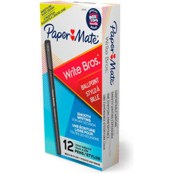 Paper Mate Write Bros Ballpoint Stick Pen Medium Black Ink Dozen