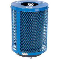 Global Industrial Outdoor Steel Diamond Recycling Can With Flat Lid & Base 36 Ga