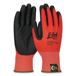 G-Tek® Kev Hi-Vis Seamless Knit Kevlar Gloves, 2x-Large, Red/black 09-K1630/XXL