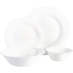 Gibson Home Ultra White Shadow Opal Glass Dinnerware Set (36-Piece) 97082.36