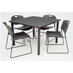 Kee/Zeng Grey Table/4 Black Chairs, Square,36" TB3636GYBPBK44BK