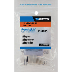 Watts Aqualock 1/4 In. OD x 1/4 In. MPT Push-to-Connect Plastic Adapter PL-3005