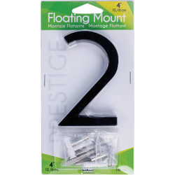 Hy-Ko 4 In. Black Floating Mount Number 2 FM-4BK/2