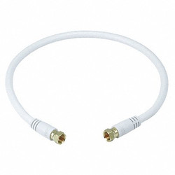 Monoprice Coaxial Cable,RG-6,18 AWG,1 ft. 6",White 5360