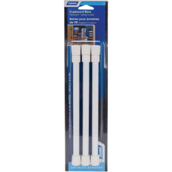 Camco 10 In. to 17 In. RV Adjustable Spring Loaded Cupboard Bars, White (3-Pack)