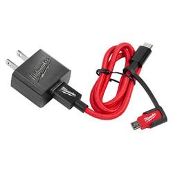 Milwaukee Tool 3ft USB-C & 2.1A Wall Charger w/USB Adap 48-59-1209