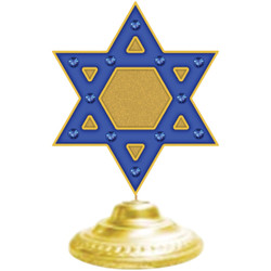 Alpine 14 In. Blue LED Star of David Tabletop Holiday Decoration with Gold Base