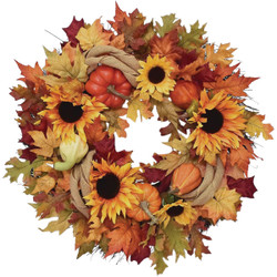Prairie Sunflowers 24 In. Artificial Harvest Wreath SW202112