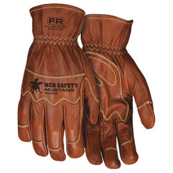 Mcr Safety Leather Gloves,Brown,M,PR MU3624KM