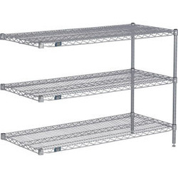Nexel 3 Shelf Nexelate Silver Epoxy Wire Shelving Unit Add On 36""W x 21""D x 34