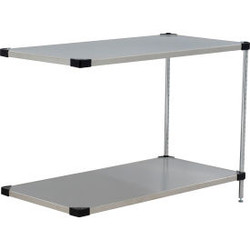 Nexel 2 Shelf Stainless Steel Solid Shelving Unit Add On 48""W x 24""D x 34""H