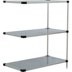 Nexel 3 Shelf Galvanized Steel Solid Shelving Unit Add On 54""W x 18""D x 54""H