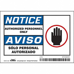 Condor Safety Sign,3.5in x 5in,Vinyl,PK5 472U25