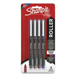 Sharpie® Roller PEN,RL BL,NDL PT,4PK,AST 2093224