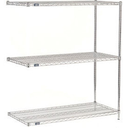 Nexel 3 Shelf Chrome Wire Shelving Unit Add On 36""W x 36""D x 34""H