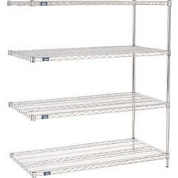 Nexel 4 Shelf Chrome Wire Shelving Unit Add On 60""W x 12""D x 54""H
