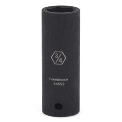 Impact Socket, 1/2 in Drive Size, 9/16 in Opening Size, 6-point, Deep Length