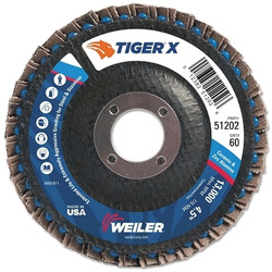 Tiger® X Flap Disc, 4-1/2 in Angled, 60 Grit, 7/8 in Arbor