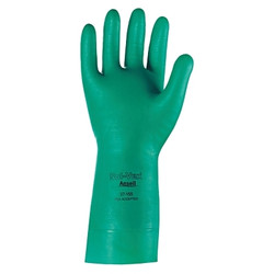 37-155 Nitrile Gloves, Gauntlet Cuff, Unlined, Size 10, Green, 15 mil Pack of 12