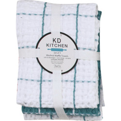 Kay Dee Designs Aqua Haze Waffle Kitchen Towel (3-Pack) R6914 Pack of 2