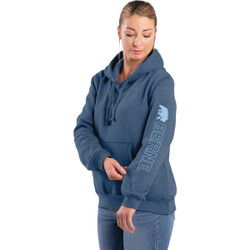 Berne Medium Steel Blue Women's Signature Sleeve Pullover Hooded Sweatshirt