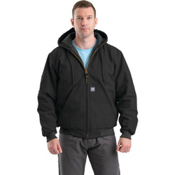 Berne Heritage Men's Large Black Hooded Active Work Jacket HJ51BKR440