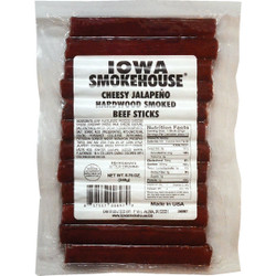 Iowa Smokehouse 8.75 Oz. Cheesy Jalapeno Hardwood Smoked Beef Sticks Pack of 12